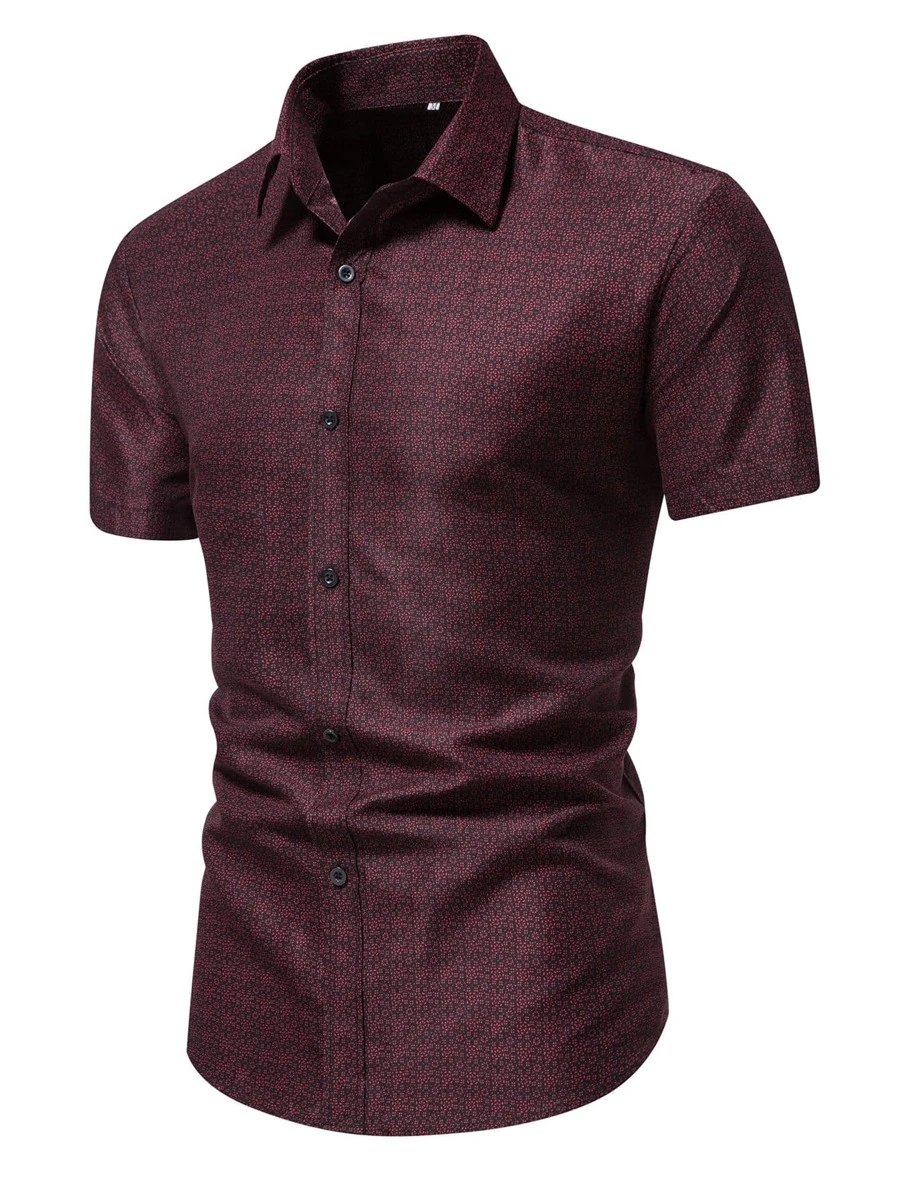 Manfinity Mode Men Allover Print Shirt - Burgundy - View 1