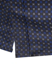 Manfinity 男士滿版點點圖案襯衫 - 藏蓝色 - 查看 4