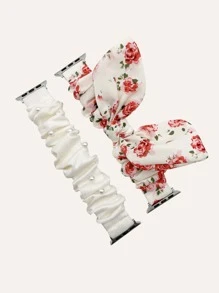 2 peças de elástico decorado com laço e pérolas para Apple Watch Band Apple Watch Strap Band Apple Watch Strap Band Apple Watch Strap Bands compatíveis com Apple Watch Band Apple Watch Strap Band Apple Watch Strap Strap Strap 38mm 40mm 41mm 42mm 44mm 45mm, pulseira de substituição para mulheres - Multicolorido - Ver 2