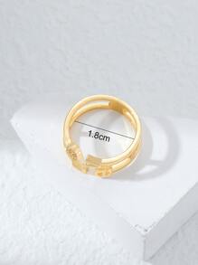 方晶鋯石字母圓環 - 金黃色 - 查看 3