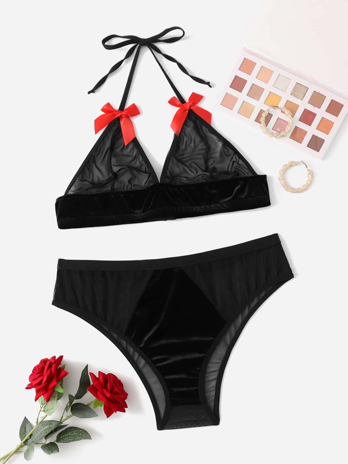 3pack Plus Bow Decor Mesh Costume Set & Hairhoop - Black - View 1