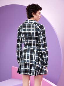 Fausto Osejo 设计师格子纽扣前衬衫和百褶裙套装 - 彩色 - 查看 2