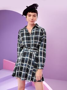 Fausto Osejo 设计师格子纽扣前衬衫和百褶裙套装 - 彩色 - 查看 5