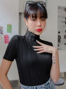 DAZY Solid High Neck Tee