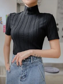 DAZY Solid High Neck Tee