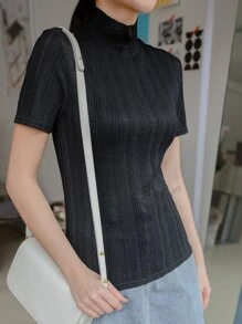 DAZY Solid High Neck Tee