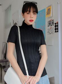 DAZY Solid High Neck Tee