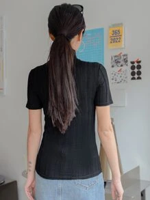 DAZY Solid High Neck Tee