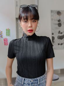 DAZY Solid High Neck Tee
