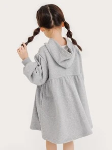Vestido sudadera con gráfico de conejo y letras para niñas jóvenes - Gris Claro - Ver 2