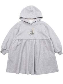 Vestido sudadera con gráfico de conejo y letras para niñas jóvenes - Gris Claro - Ver 4