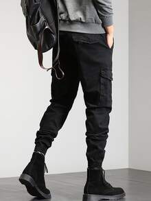 Manfinity Quần Nam Túi màu trơn Đường phố - màu đen - Xem 2