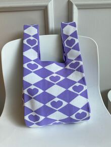 Heart Graphic Crochet Bag - Multicolor - View 1