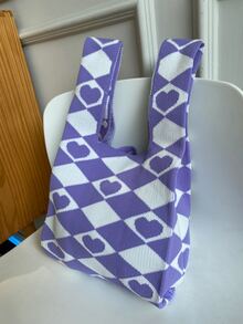 Heart Graphic Crochet Bag - Multicolor - View 3