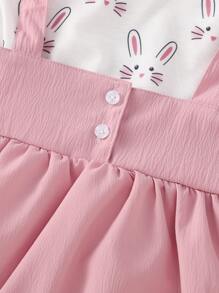 Niñitas con estampado de conejo Camiseta & con diseño de oreja 3D Falda pichi - Multicolor - Ver 4