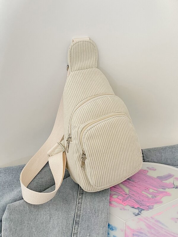 Mini Corduroy Zipper Sling Bag