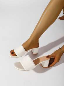 Xăng đan Cao gót Nữ màu trơn Thanh lịch - trắng - Xem 1