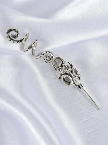 Animal Skull Decor Hair Ring - Silver - View 1