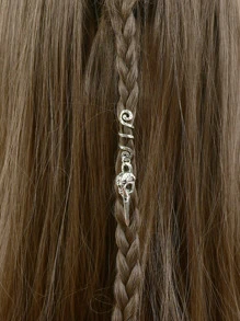 Animal Skull Decor Hair Ring - Silver - View 3