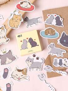 45入組貓印花貼紙 - 彩色 - 查看 11