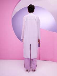 HANGMO XIE 後背開衩開門襟PU皮革外套 - 紫丁香色 - 查看 2