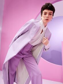 HANGMO XIE 後背開衩開門襟PU皮革外套 - 紫丁香色 - 查看 3