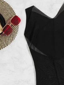 Váy che phủ lưới mỏng trơn, cho kỳ nghỉ hè ở bãi biển - màu đen - Xem 4