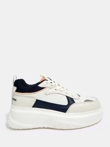 Lace-up Front Knit Wide Fit Skate Shoes - White - View 5