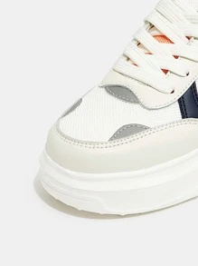 Lace-up Front Knit Wide Fit Skate Shoes - White - View 3