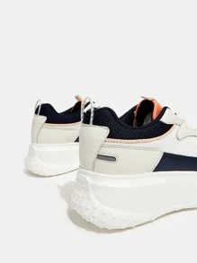 Lace-up Front Knit Wide Fit Skate Shoes - White - View 4