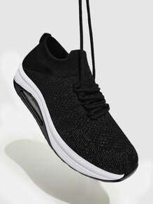 Cuccoo Knit Detail Lace-up Front Rocking Shoes - Black - View 5