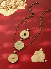 Collar a capas con diseño de redondo - Amarillo Oro - Ver 2