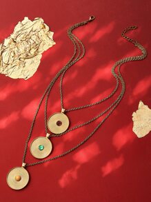 Collar a capas con diseño de redondo - Amarillo Oro - Ver 11