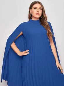 Modelyn Vestido Capa fruncido unicolor - azul real - Ver 3