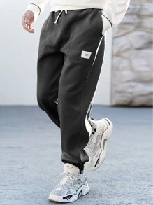 Claim Dot Męskie Spodnie Dresowe Ściągacz Z łatami Kieszeń Litera