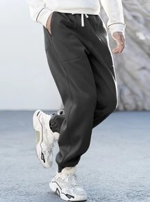 Claim Dot Męskie Spodnie Dresowe Ściągacz Z łatami Kieszeń Litera