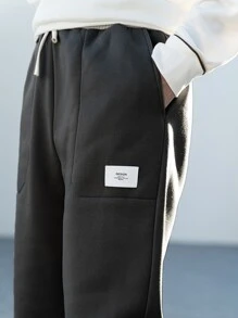 Claim Dot Męskie Spodnie Dresowe Ściągacz Z łatami Kieszeń Litera