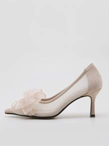 Bow Decor Mesh Panel Pumps