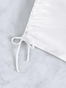 SHEIN Swim Summer Beach Plain Drawstring Bikini Bottom - White - View 3