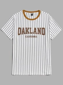 Manfinity Tops Nam Lá thư Sọc Sẵn sàng - trắng - Xem 1