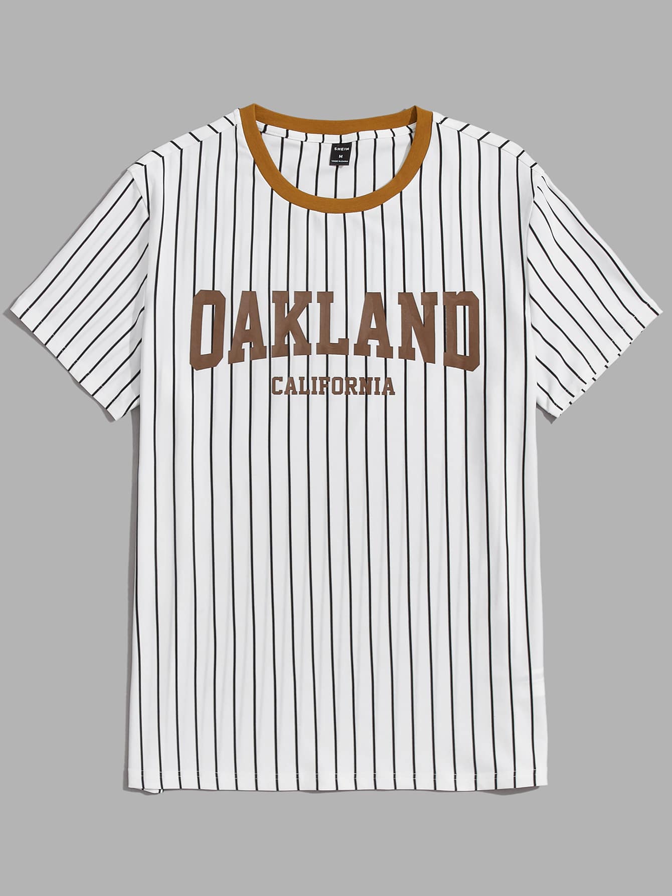 Manfinity Tops Nam Lá thư Sọc Sẵn sàng - trắng - Xem 1