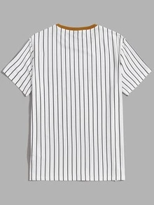 Manfinity Tops Nam Lá thư Sọc Sẵn sàng - trắng - Xem 2