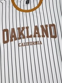 Manfinity Tops Nam Lá thư Sọc Sẵn sàng - trắng - Xem 3