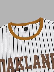 Manfinity Tops Nam Lá thư Sọc Sẵn sàng - trắng - Xem 4