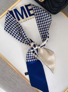 優雅字母圖案髮箍蝴蝶結 - 藍白色 - 查看 4