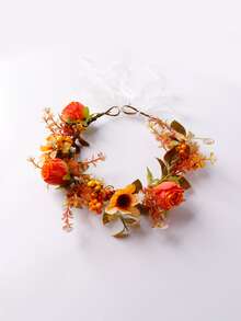 Banda de pelo con diseño de flor - Naranja Quemada - Ver 3