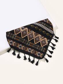 1件装女士波西米亚几何贝壳流苏印花围巾头带，休闲度假及街头风配饰，女士柔软头巾 - 彩色 - 查看 2