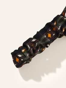 1件装女士波西米亚几何贝壳流苏印花围巾头带，休闲度假及街头风配饰，女士柔软头巾 - 彩色 - 查看 3