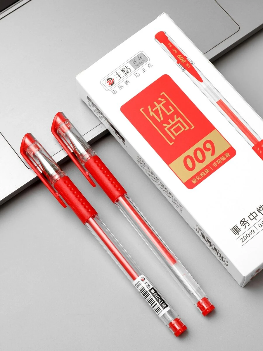 Bộ bút gel 12 chiếc - Đỏ - Xem 1