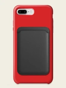 Stick-on PU Leather Card Holder Compatible With Iphone With Adhesive Backing - Black - View 2